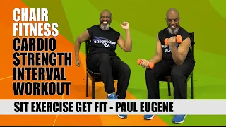 Chair Fitness Cardio & Dumbbell Strength Training Interval & Abs Seated Full Body Workout