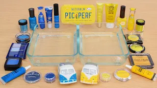 Blue vs Yellow - Mixing Makeup Eyeshadow Into Slime ASMR 383 Satisfying Slime Video