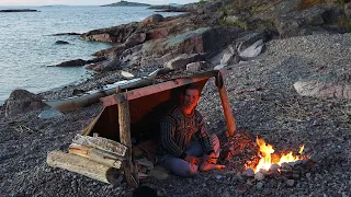 3 Day Beach Camping: CATCH & COOK - Driftwood Shelter Build - Bushcraft