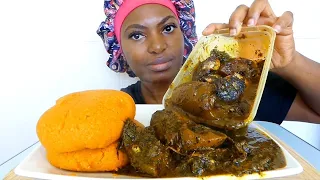 Asmr mukbang  carrot 🥕 fufu with banga atama soup / Nigerian food mukbang