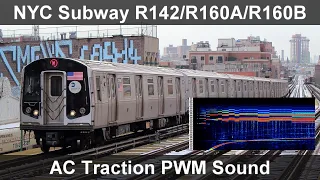 [Inductor-Recorded Traction Motor Sound モハラジオ録音] NYC Subway R142/ R160A/R160B [Alstom IGBT-VVVF]