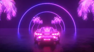 INFINITE LOOP  🎆🛸| LANDSCAPE | CAR SCREENSAVER | SYNTH ROAD | FUTURISTIC CAR WITH NEON GLOWING PALMS