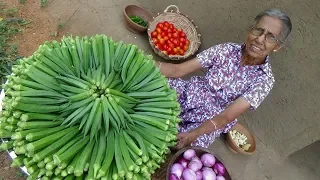 Okra Masala Curry ❤ Healthy Village Food by Grandma | Village Life