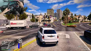 Rolls Royce Cullinan   GTA 5 Steering Wheel  Logitech G29 Gameplay