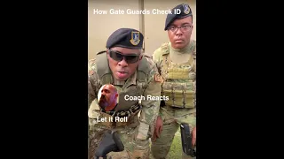 Coach Reacts: How gate guards check ID in each branch of the US Military!  Haha - Pretty Spot On