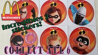 Collect all 6! Incredibles 2 STICKERS!  Free at McDonalds!!!  Get them while supplies last!