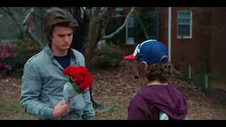 Stranger Things Season 2 "Steve met Dustin when he was going to bring flowers for nancy