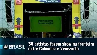 30 artistas fazem show na fronteira entre Colômbia e Venezuela | SBT Brasil (22/02/19)