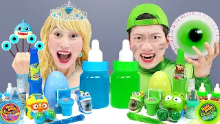 Blue Food vs Green Food Challenge 그린 블루 푸드 챌린지 Elsa Frozen vs Hulk Mukbang by Comy Vlog [코미 브이로그]