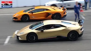 Lamborghini Aventador SVJ vs. Huracan Performante vs. 1200HP GTR vs. 570S - DRAG RACE !