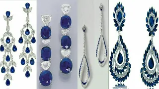 GORGEOUS BLUE SAPPHIRE & DIAMOND EARRINGS DESIGNS 2019 || STUDS