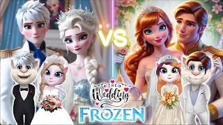 My talking Angela 2 | Elsa and Jack Frost Vs Anna and Kristoff | Couple's wedding💍 | cosplay