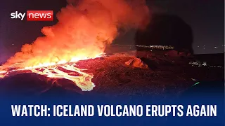 Iceland volcano erupts again spewing lava near Grindavik