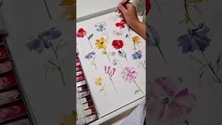 🤔  I sustain a creative habit? paint 1 wildflower a day!🥳 Tutorial on my channel #watercolor