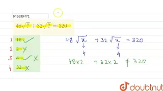 48sqrt?+32sqrt(?)=320  | CLASS 14 | सरलीकरण  | MATHS | Doubtnut