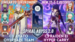 C0 Ayato Overvape Variant & C3 Raiden Shogun Hyper Carry | Spiral Abyss 2.8 Floor 12 - 9⭐