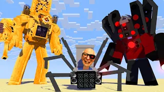 Monster School : Golden Titan CLOCKMAN and Upgraded Speakerman vs Skibidi Toilet Minecraft Animation