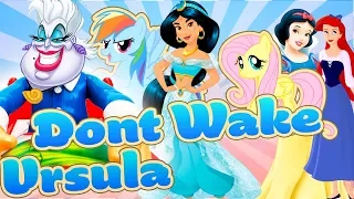 Disney Princesses & My Little Pony Don't Wake Daddy Ursula Game! W/ Jasmine, Ariel & Fluttershy