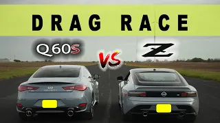 2023 Nissan Z vs Inifiniti Q60 RS, family feud! Drag and Roll Race.