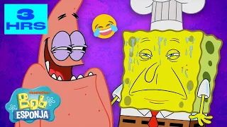 Bob Esponja | MAIS DE 3 HORAS dos Momentos Mais Engraçados de Bob Esponja! 😂 | Português