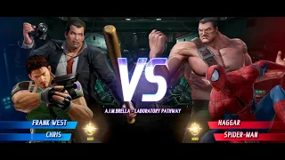 Frank West and Chris vs Haggar and Spider-Man MARVEL VS. CAPCOM: INFINITE