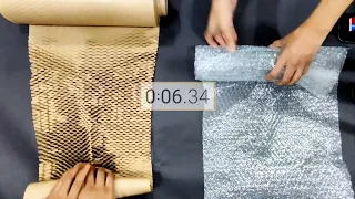 Face Off- Plastic bubble wrap versus EcoCushion Paper- our ecofriendly packaging! Fast and simple!