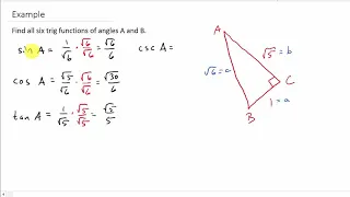 Find All Six Trig Functions for the Angle of a Right Triangle