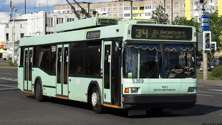 Троллейбус минска БКМ 221 борт 5369 маршрут 34 Minsk trolleybus BKM 221 board 5369 route 34