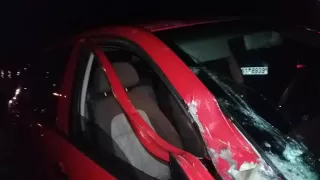 Naše auto po srážce s náklaďákem