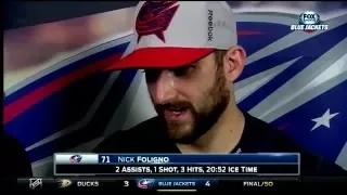 Nick Foligno after the Columbus Blue Jackets shootout win over the Anaheim Ducks