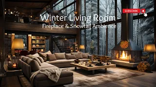 Cozy Winter Haven❄️🔥Fireplace Ambience with Snowfall Views, Sounds to Relax, Study and Sleep💤| ASMR🎧