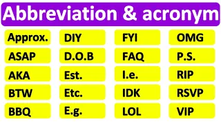 20 COMMON ABBREVIATIONS & ACRONYMS | Learn with examples | English vocabulary