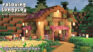 Minecraft Relaxing Longplay With Commentary - Cozy Pink Animal Barn and Farmland 🌷