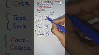 Easy Way to Remember Derivatives of Trigonometry Ratios #shorts | How to Remember Derivatives Easily