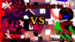 The exes react to Fatal Error Sonic Vs. Fatal Error Sans | Gacha Club | Reaction