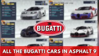 Asphalt 9: FULL BUGATTI SHOWCASE (Every Car in-game)