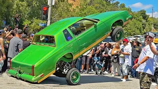 LOWRIDER CARS HOPPING & CRUISING! Elysian Park, Los Angeles