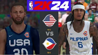 FIBA World Cup 2023 l USA (12-3) vs Dream Team Philippines (10-3) | NBA 2K24 Gameplay