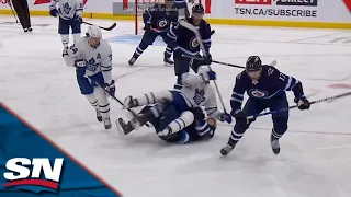 Tempers Flare Between Jets & Leafs After Pionk Knees Sandin & Jason Spezza Lays Questionable Hit