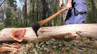 Tassie pattern Axe work, Bucking, Campfire in the Aussie bush (Cordwood Challenge)