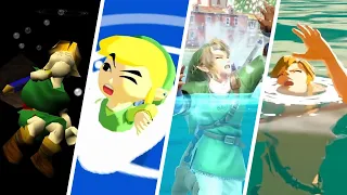 Evolution of Link Drowning in Water in Zelda Games (1987-2021)