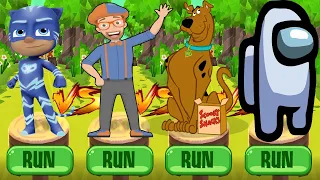 Tag with PJ Masks Catboy vs Blippi Fun World vs Among Us vs Scooby Doo - Run Gameplay