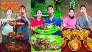 Village Food Outdoor Cooking | Crocodile Meat | Tiktok Seafood Mukbang | Chinese Girl Eating Show