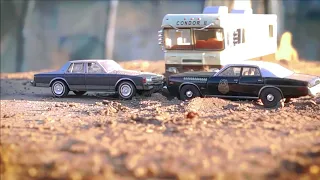 1 /64 Scale Cars 80's Police Chase & Crashes Compilation 1000 fps _ by Zara Ansari Toy