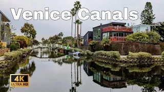 Venice Beach Canals 4K Walking Tour -  Los Angeles, California USA - 4K 60fps