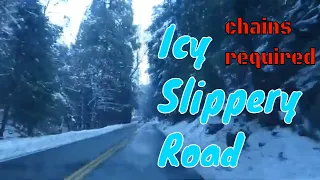 Snow along 138 near Silverwood Lake | Icy Slippery Road | Cajon Pass to Crestline | Chains Required