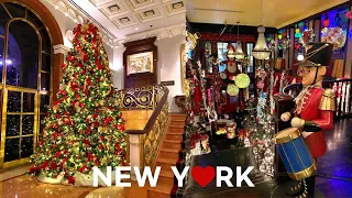 [4K]🇺🇸NYC Christmas Walk🎄 Midtown Manhattan, 6 &1/2 Ave, Lotte NY Palace🛕, Dinner at Papillon🍔🍺 2021