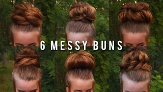 6 Easy Messy Bun Hairstyles to Your Own Hair! 🌻