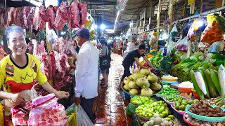 Cambodian Lively Market - Fresh River Fishes, Raw Meat, Steamed Potatoes, Corn, & More