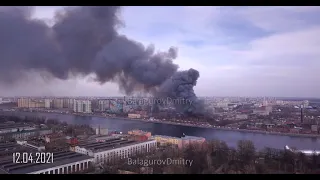 В Петербурге горит «Невская мануфактура» l Saint-Petersburg drone video #BalagurovDmitry